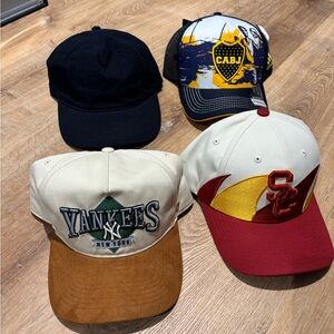 Assorted Adjustable Hat Cap Bundle - 47 Brand, Sharktooth, H&M, Boca Juniors